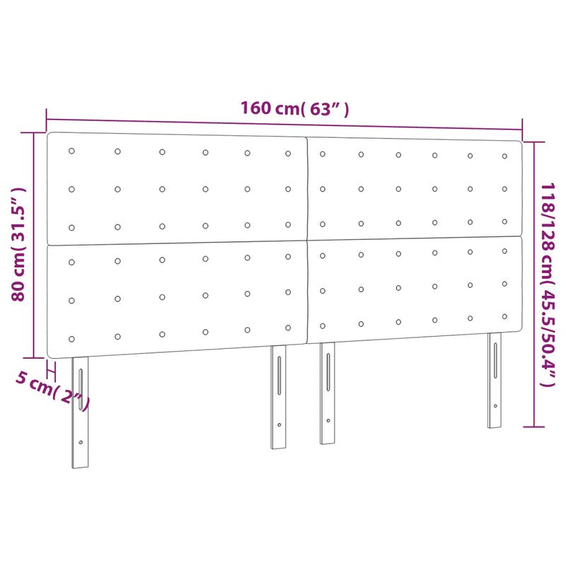 LED Headboard Black 160 cm Fabric
