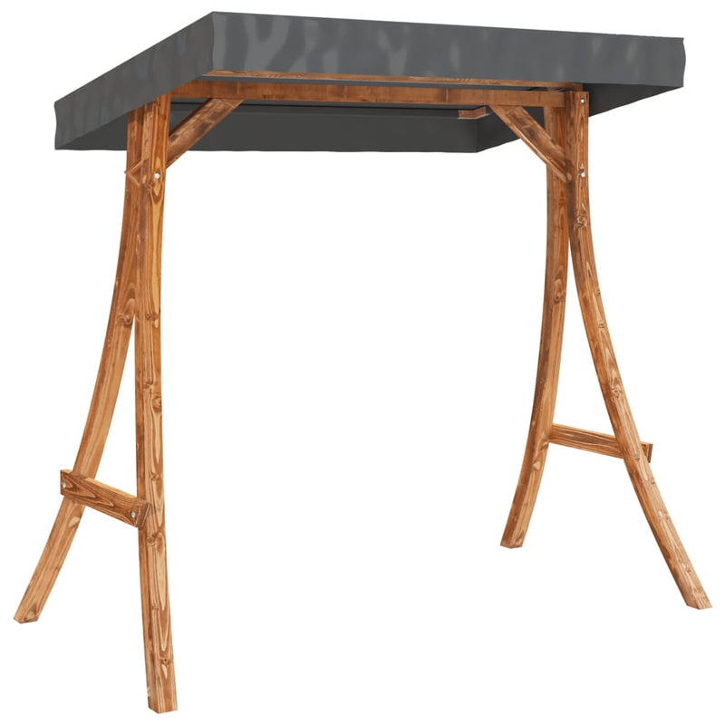 vidaXL Swing Bed with Canopy Solid Wood Spruce with Teak Finish