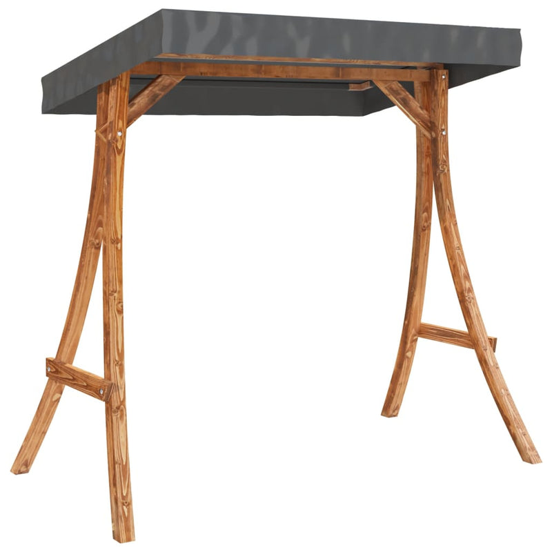 vidaXL Swing Bench with Canopy Solid Wood Spruce with Teak Finish