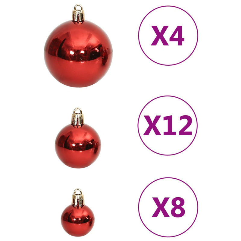 vidaXL 111 Piece Christmas Bauble Set Red Polystyrene