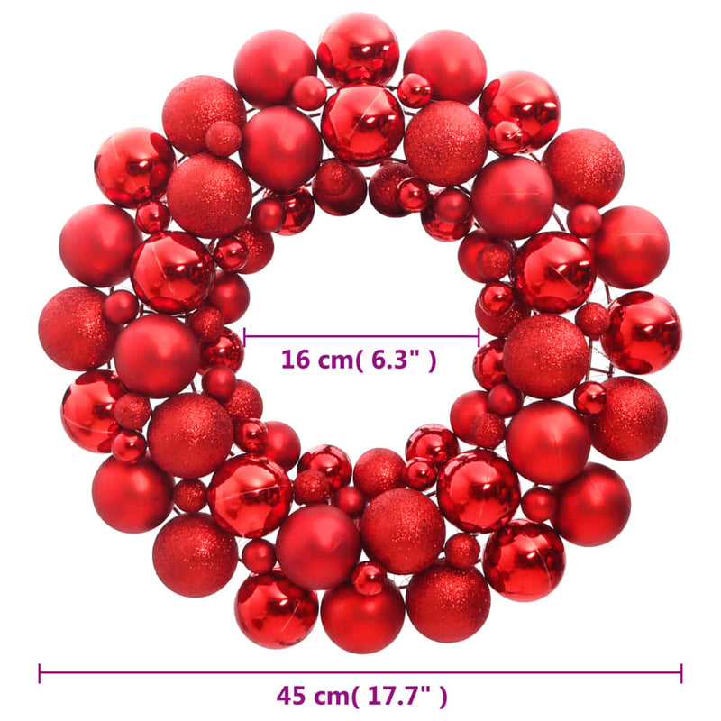 vidaXL Christmas Wreath Red 45 cm Polystyrene