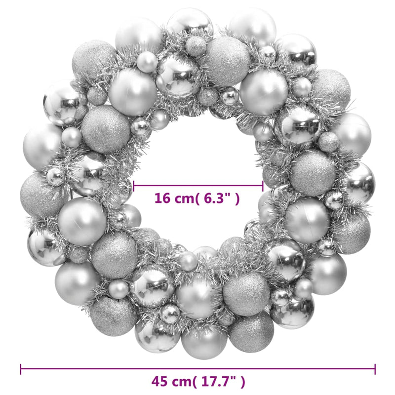 vidaXL Christmas Wreath Silver 45 cm Polystyrene