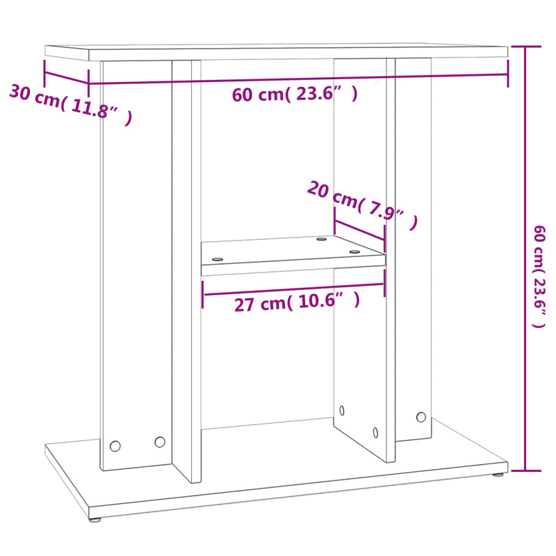 vidaXL Aquarium Stand Grey Sonoma 60x30x60 cm Engineered Wood