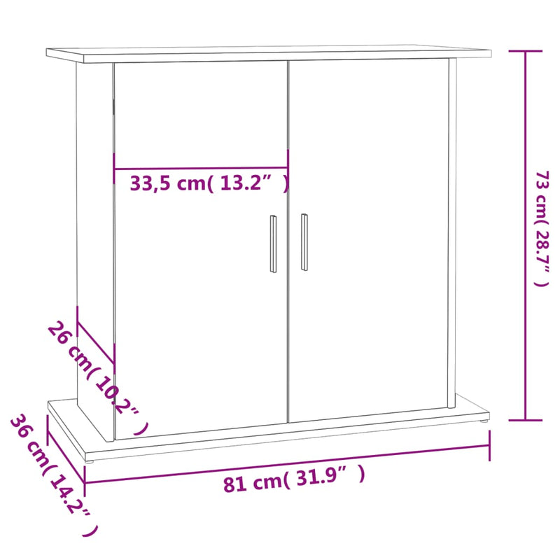 vidaXL Aquarium Stand White 81x36x73 cm Engineered Wood