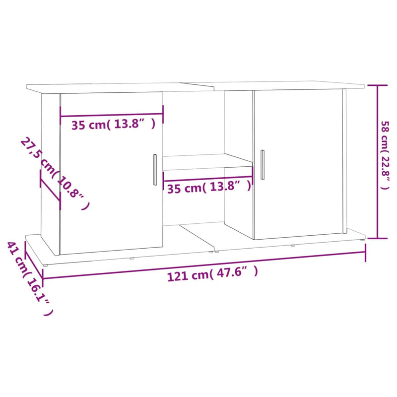 vidaXL Aquarium Stand Sonoma Oak 121x41x58 cm Engineered Wood