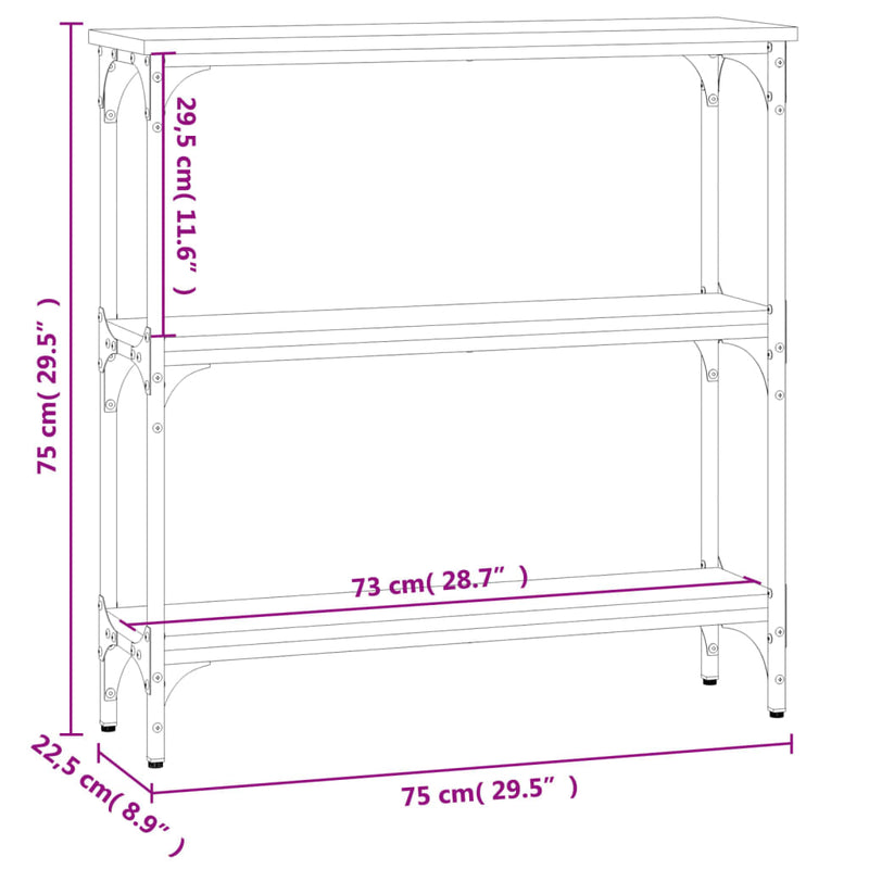 vidaXL Console Table Sonoma Oak 75x22.5x75 cm Engineered Wood