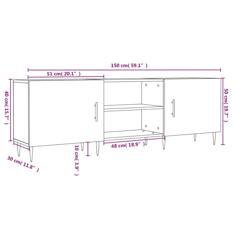 vidaXL TV Cabinet White 150x30x50 cm Engineered Wood