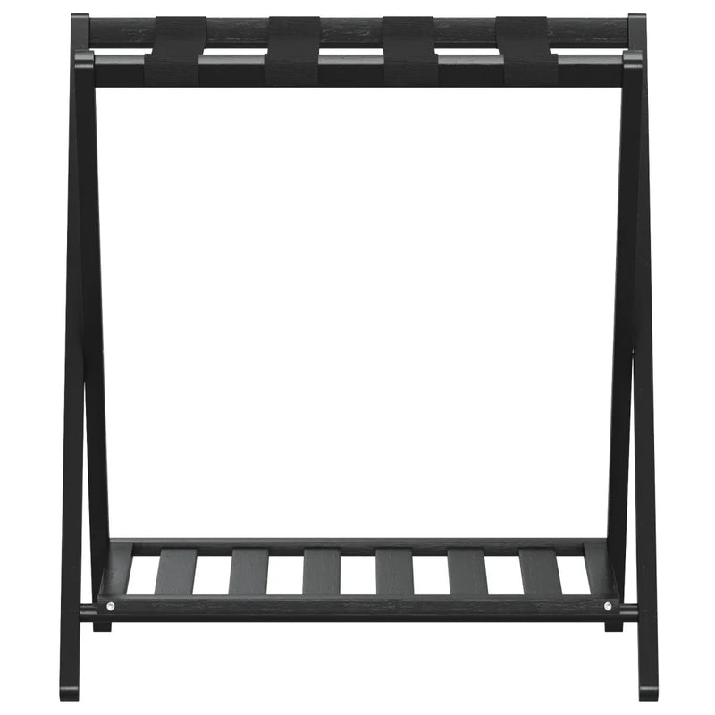 Luggage Rack Black 68x38x58 cm Bamboo
