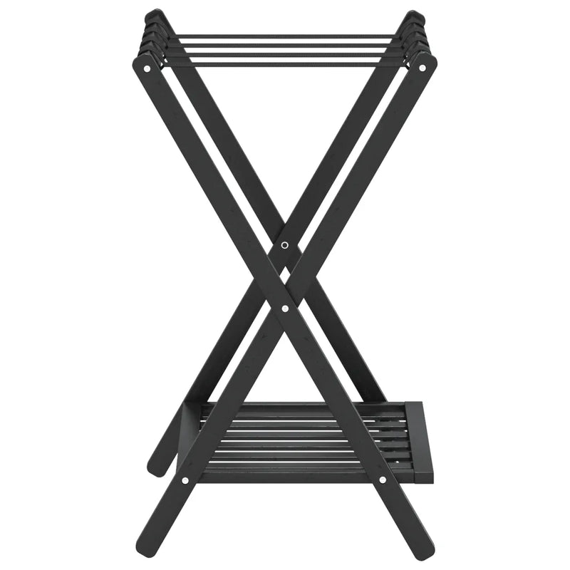 Luggage Rack Black 68x38x58 cm Bamboo