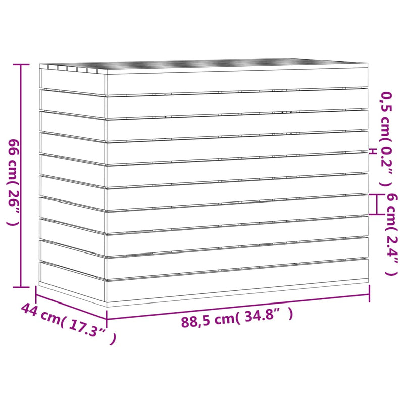 vidaXL Laundry Basket White 88.5x44x66 cm Solid Wood Pine