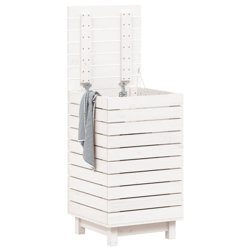 vidaXL Laundry Basket White 44x44x76 cm Solid Wood Pine