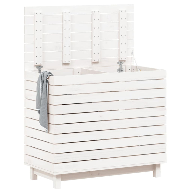 vidaXL Laundry Basket White 88.5x44x76 cm Solid Wood Pine
