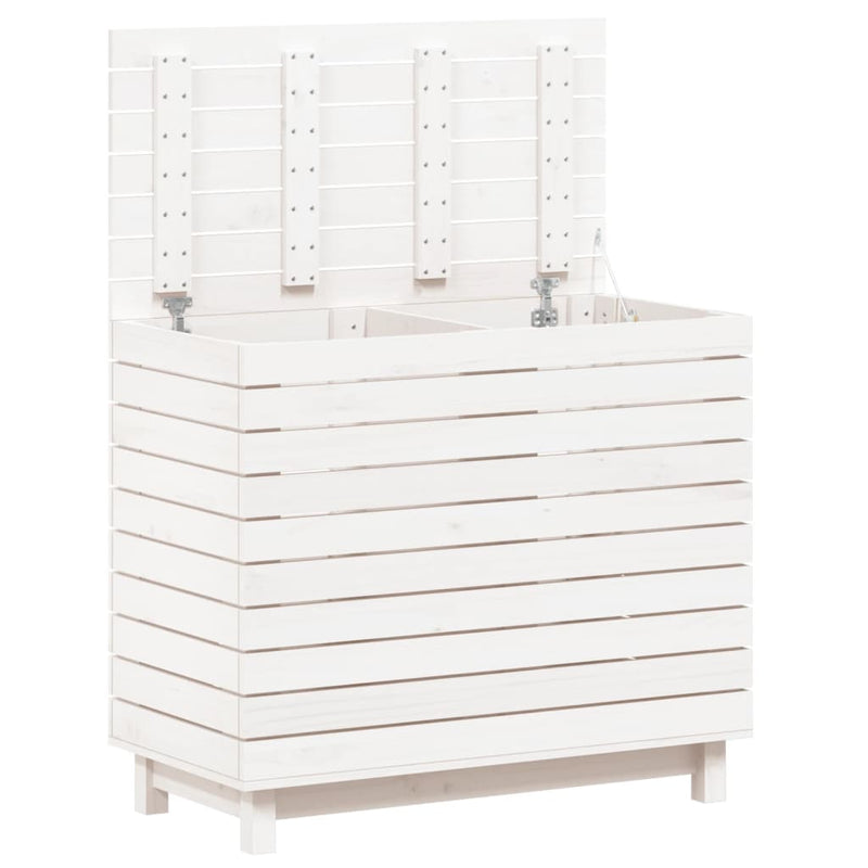 vidaXL Laundry Basket White 88.5x44x76 cm Solid Wood Pine