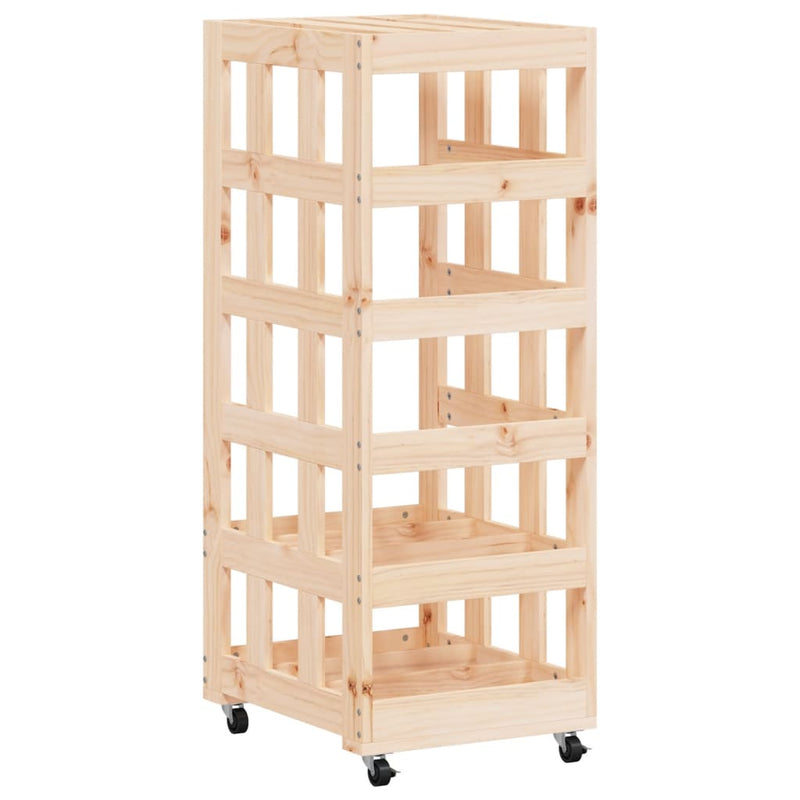 vidaXL Log Holder with Wheels 40x49x110 cm Solid Wood Pine