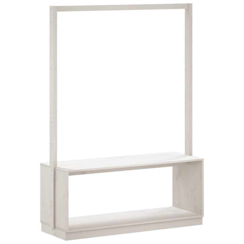 Clothes Rack with Shoe Storage White 113x40x157.5 cm Solid Wood Pine