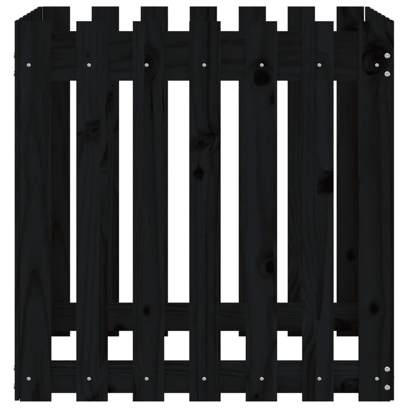 vidaXL Garden Planter with Fence Design Black 70x70x70 cm Solid Wood Pine