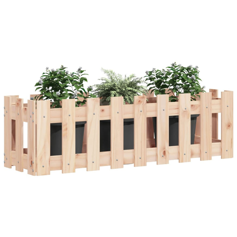 vidaXL Garden Raised Bed with Fence Design 100x30x30 cm Solid Wood Pine