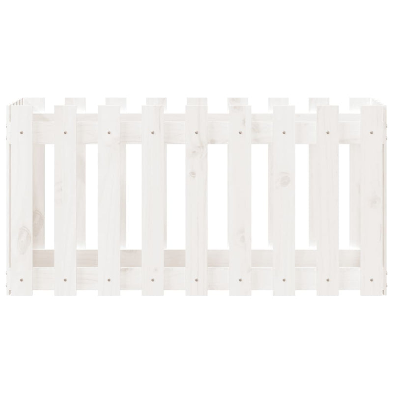 vidaXL Garden Raised Bed with Fence Design White 100x50x50 cm Solid Wood Pine