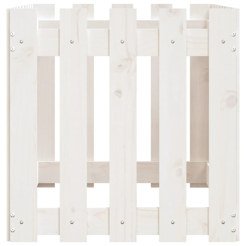 vidaXL Garden Raised Bed with Fence Design White 100x50x50 cm Solid Wood Pine