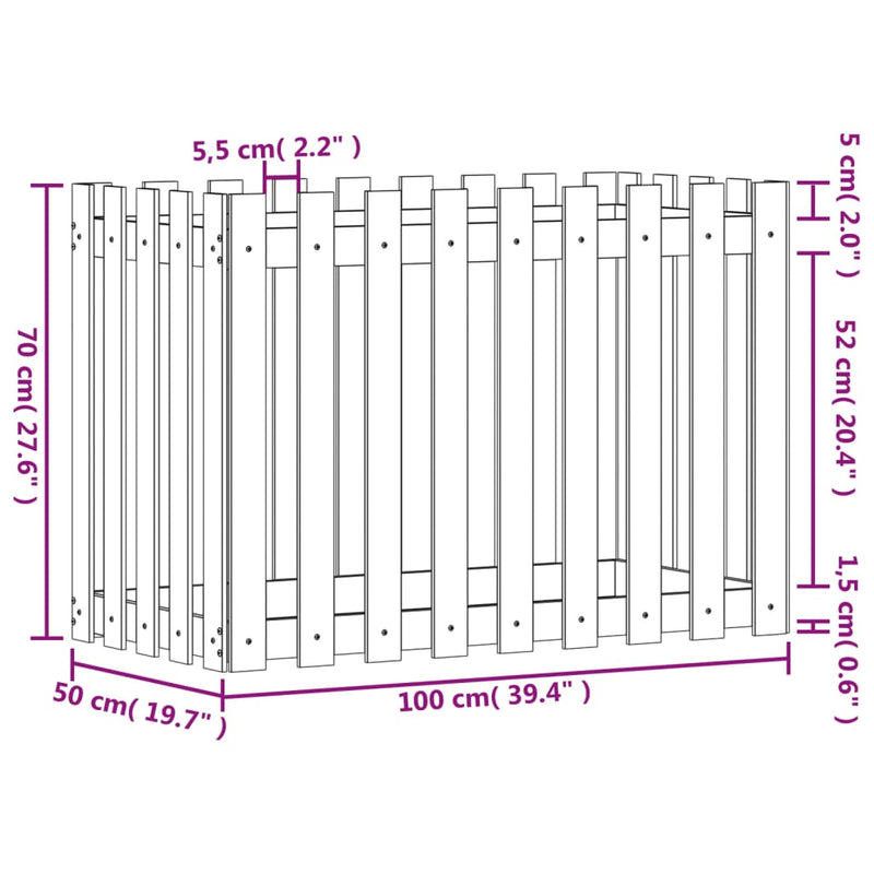 vidaXL Garden Raised Bed with Fence Design 100x50x70 cm Solid Wood Douglas
