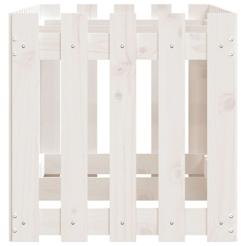 vidaXL Garden Raised Bed with Fence Design White 150x50x50 cm Solid Wood Pine