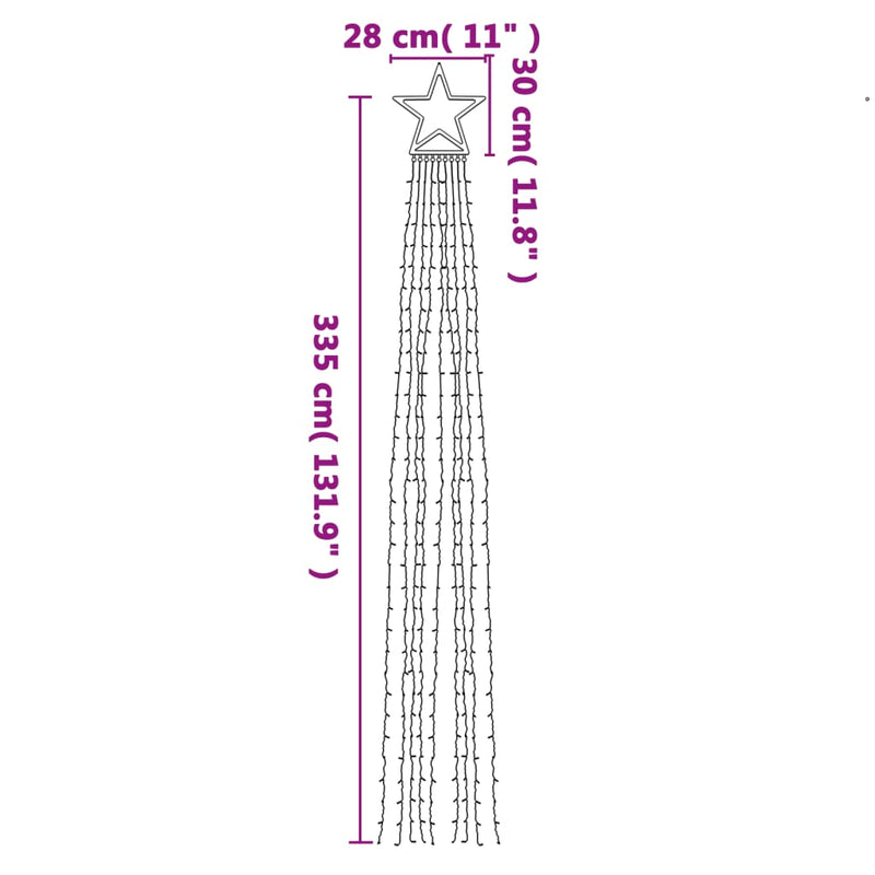 vidaXL Christmas Tree Light 320 LEDs Cold White 375 cm