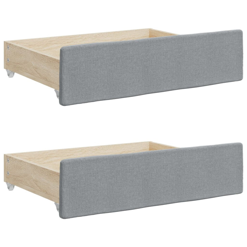 Bed Drawers 2 pcs Light Grey Engineered Wood and Fabric