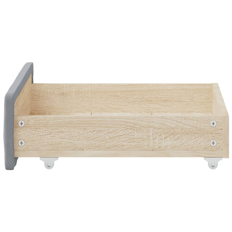 Bed Drawers 2 pcs Light Grey Engineered Wood and Fabric