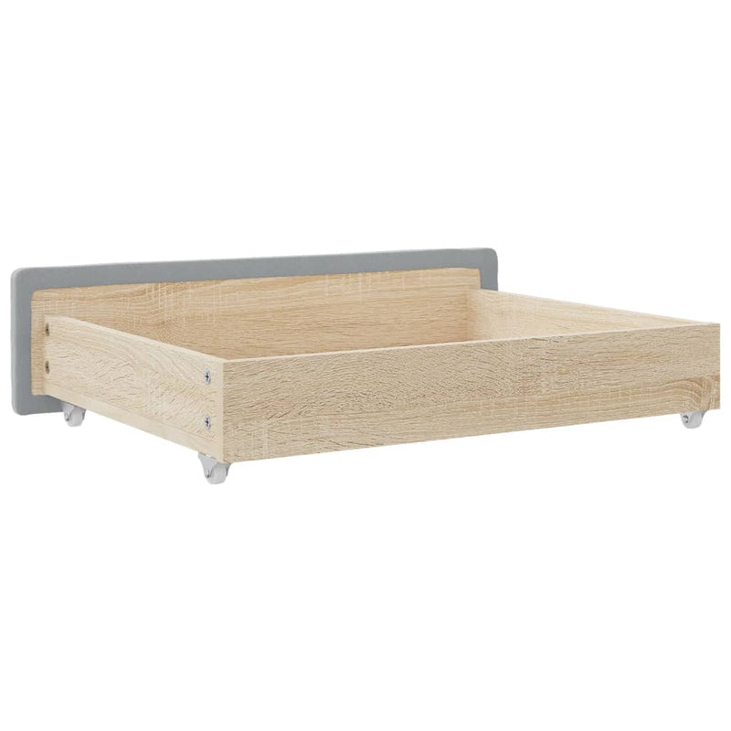 Bed Drawers 2 pcs Light Grey Engineered Wood and Fabric