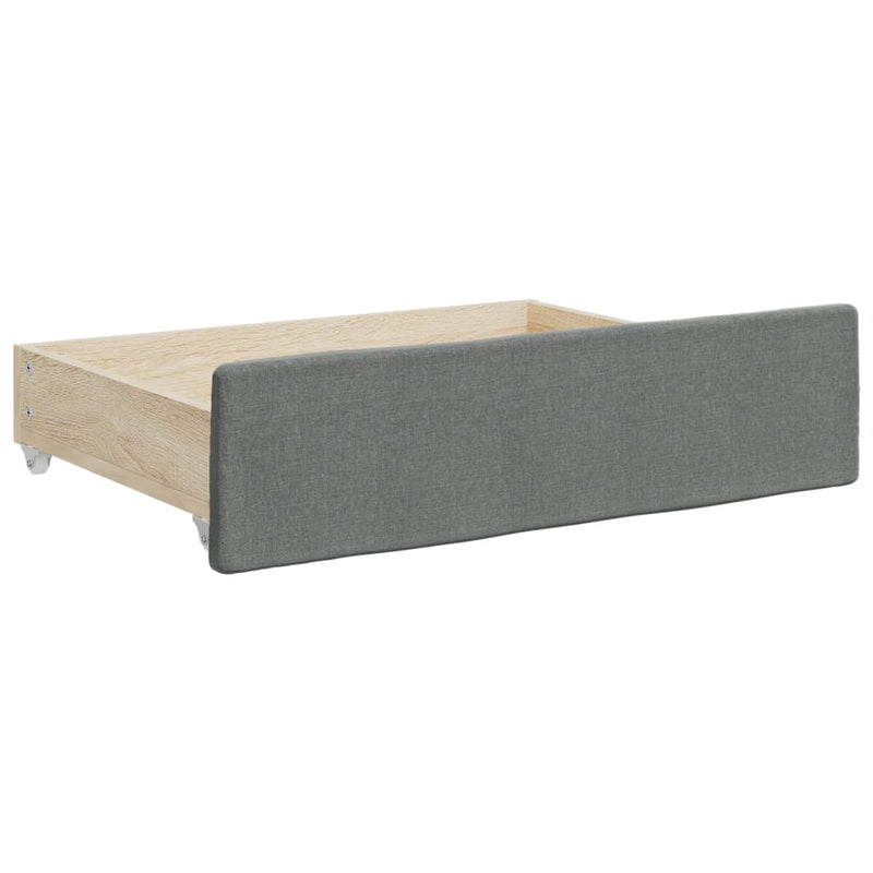 Bed Drawers 2 pcs Dark Grey Engineered Wood and Fabric