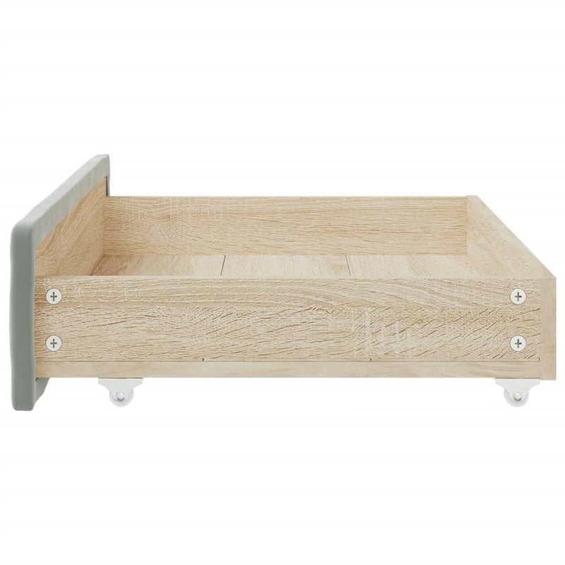 Bed Drawers 2 pcs Light Grey Engineered Wood and Velvet