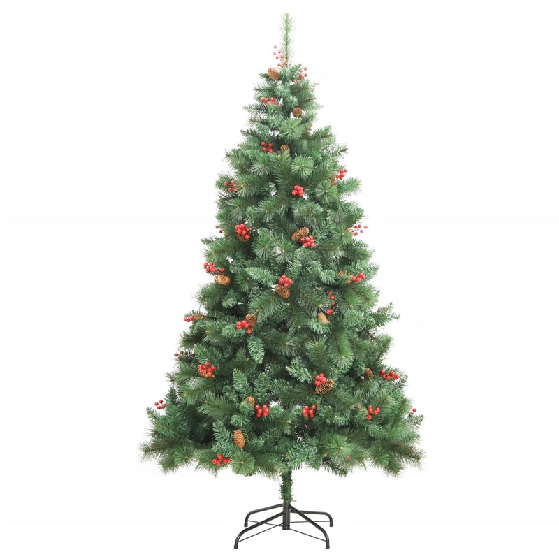 vidaXL Artificial Hinged Christmas Tree with Cones and Berries 180 cm