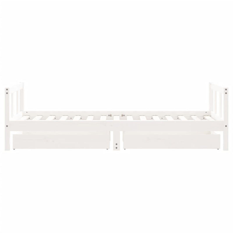 Kids Bed Frame with Drawers White 90x190 cm Solid Wood Pine