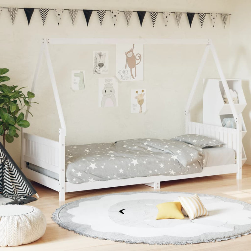 vidaXL Kids Bed Frame White 90x190 cm Solid Wood Pine