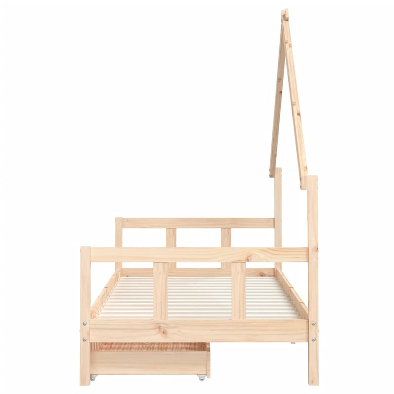 Kids Bed Frame with Drawers 90x190 cm Solid Wood Pine