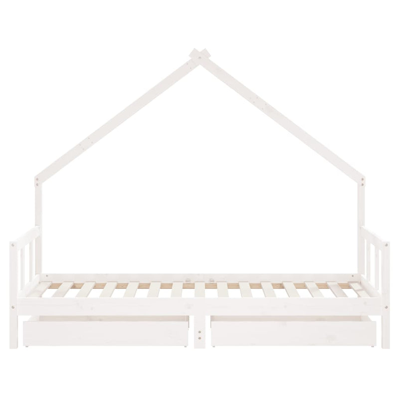 Kids Bed Frame with Drawers White 90x190 cm Solid Wood Pine