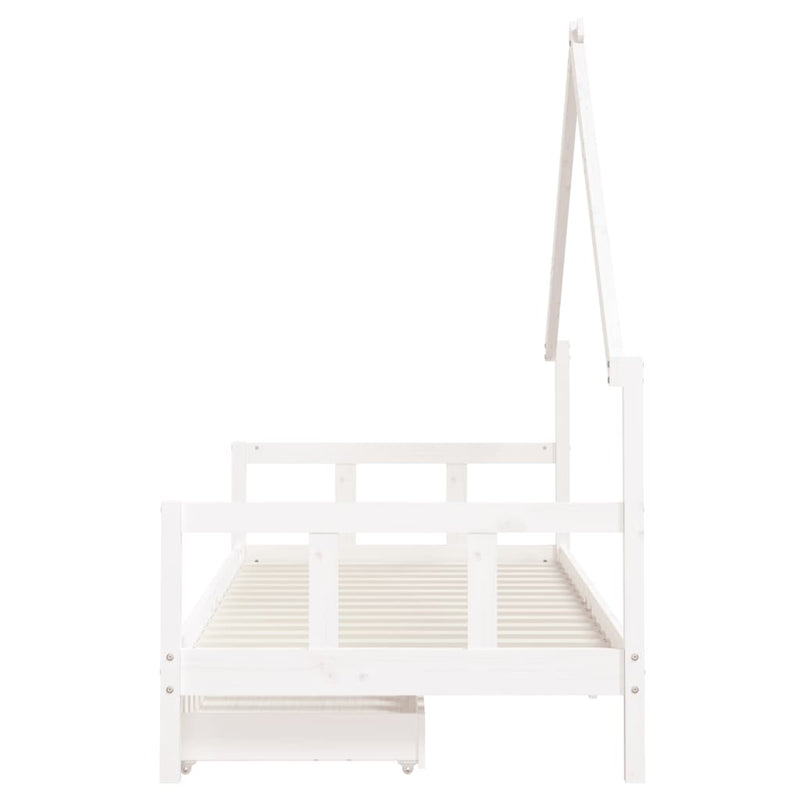 vidaXL Kids Bed Frame with Drawers White 90x190 cm Solid Wood Pine