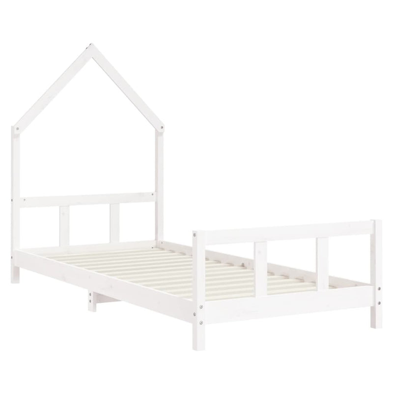 vidaXL Kids Bed Frame White 92x187 cm Single Solid Wood Pine