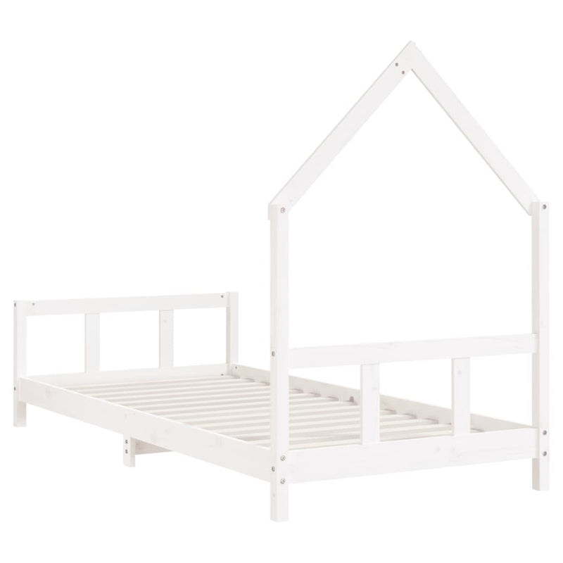 vidaXL Kids Bed Frame White 92x187 cm Single Solid Wood Pine