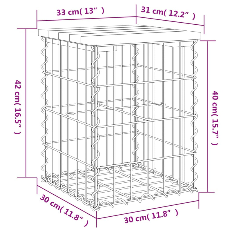 vidaXL Garden Bench Gabion Design 33x31x42 cm Solid Wood Pine
