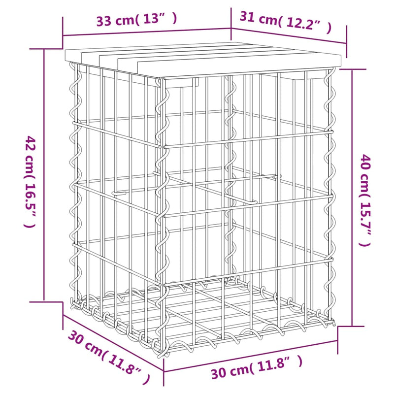 vidaXL Garden Bench Gabion Design 33x31x42 cm Solid Wood Douglas