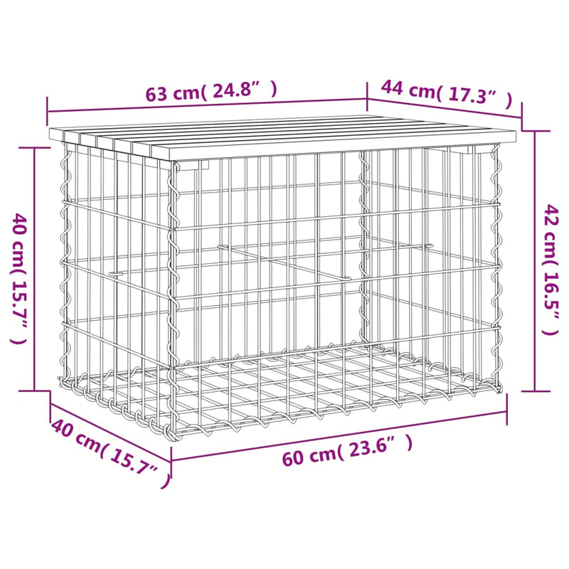 vidaXL Garden Bench Gabion Design 63x44x42 cm Impregnated Wood Pine