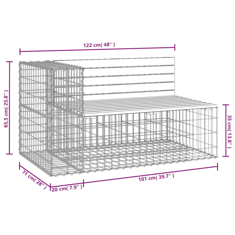 vidaXL Garden Bench Gabion Design 122x71x65.5 cm Solid Wood Douglas