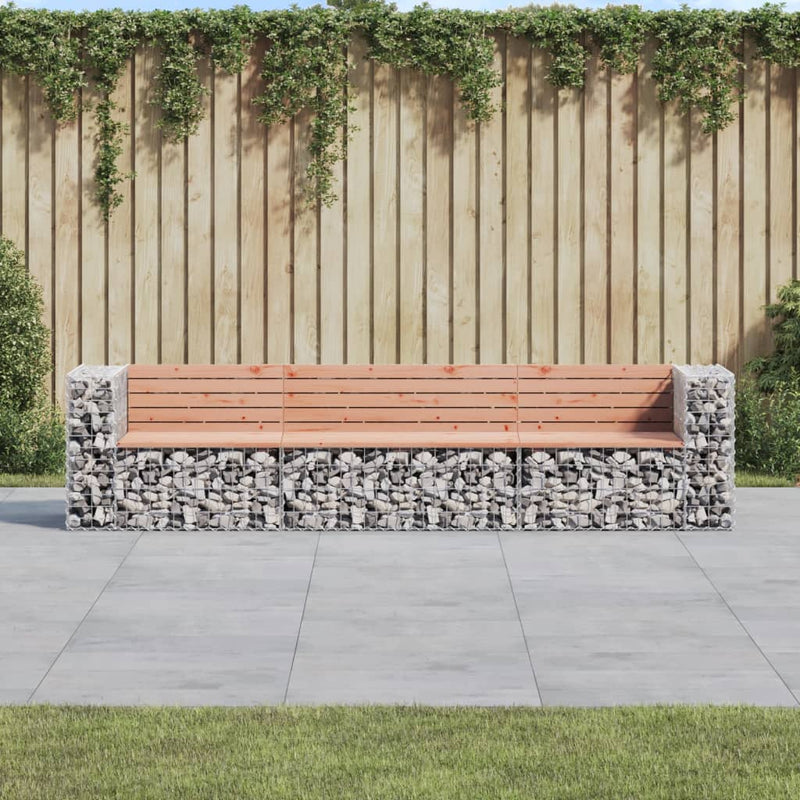 vidaXL Garden Bench Gabion Design 287x71x65.5 cm Solid Wood Douglas