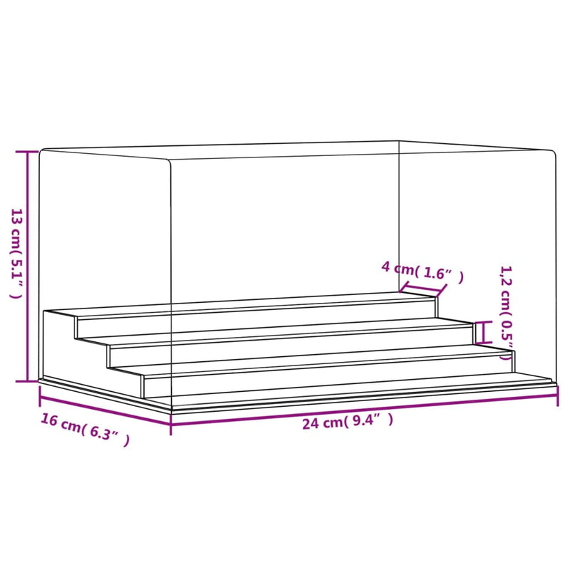 vidaXL Display Box Transparent 24x16x13 cm Acrylic