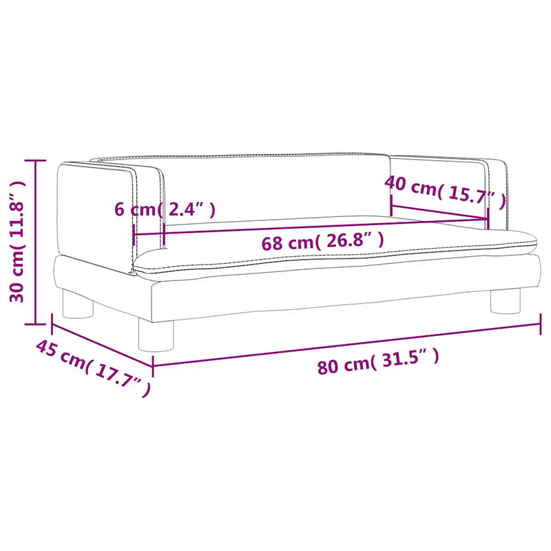 Kids Sofa Light Grey 80x45x30 cm Velvet