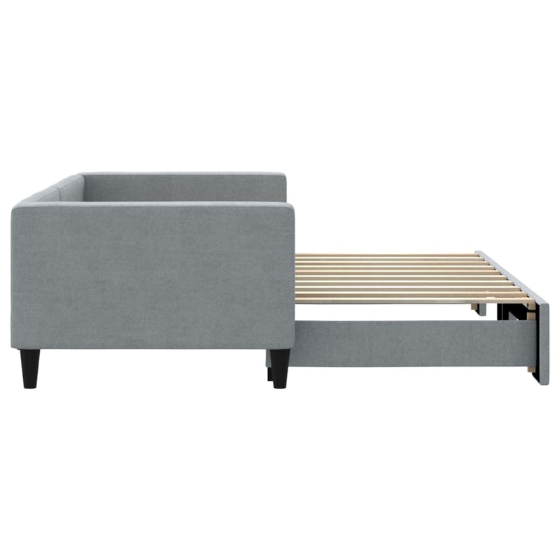 vidaXL Daybed with Trundle without Mattress Light Grey 90x190 cm