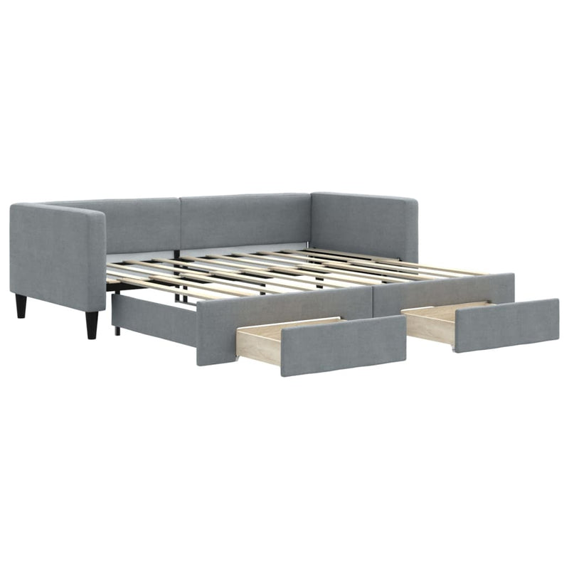 vidaXL Daybed with Trundle&Drawers without Mattress Light Grey 90x190 cm