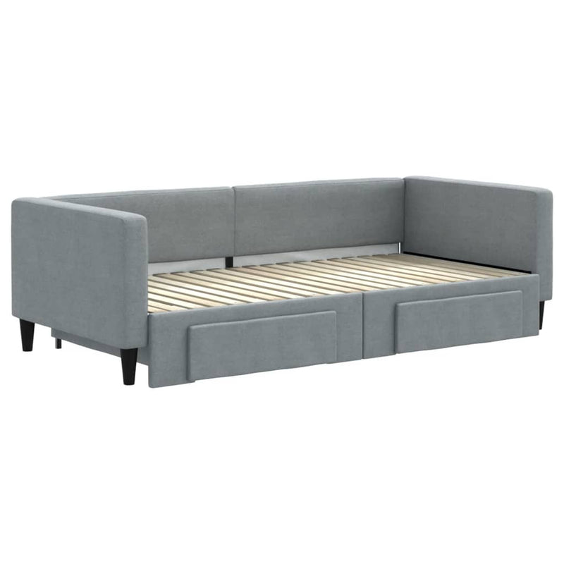 vidaXL Daybed with Trundle&Drawers without Mattress Light Grey 90x190 cm