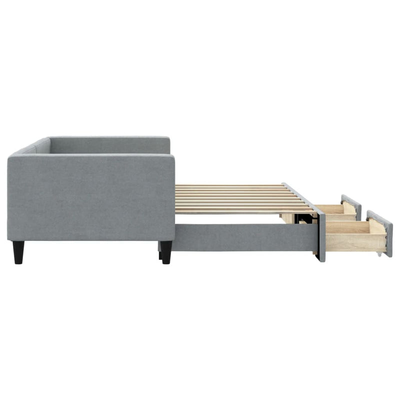 vidaXL Daybed with Trundle&Drawers without Mattress Light Grey 90x190 cm